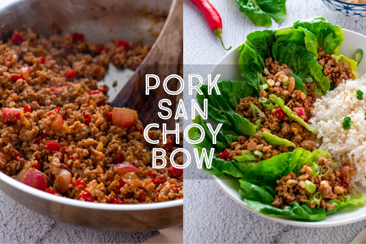 Pork San Choy Bow Title Card.