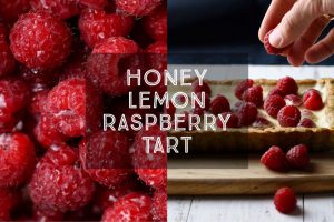 Honey Lemon Raspberry Tart Title Card.