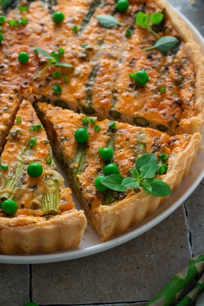 A slice of Asparagus and Bacon Quiche.
