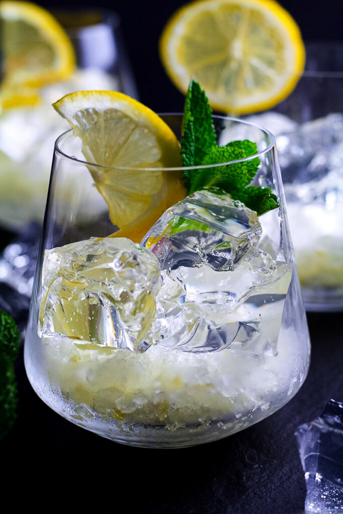 Gin and Tonic Jelly with Lemon Granita