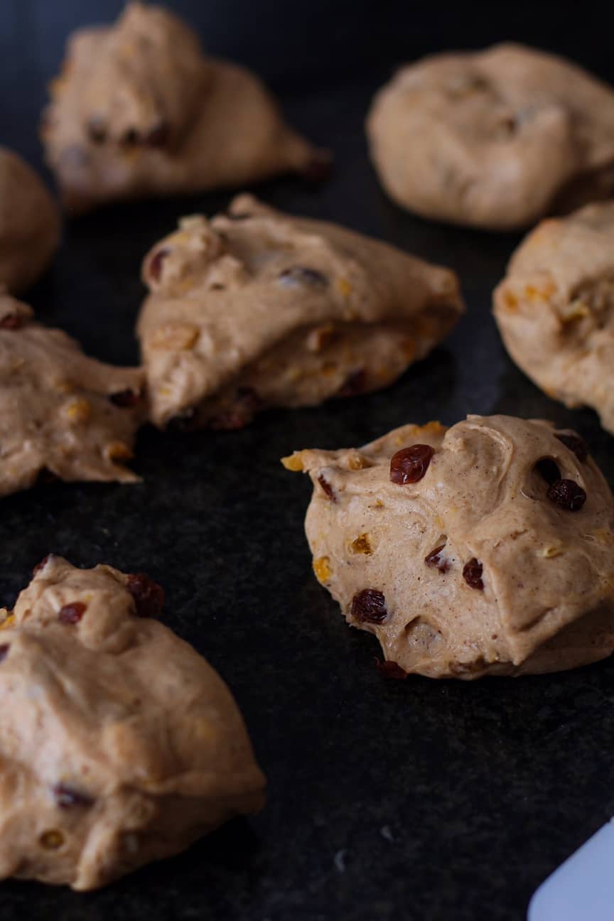 Hot Cross Bun Dough divided into pieces.