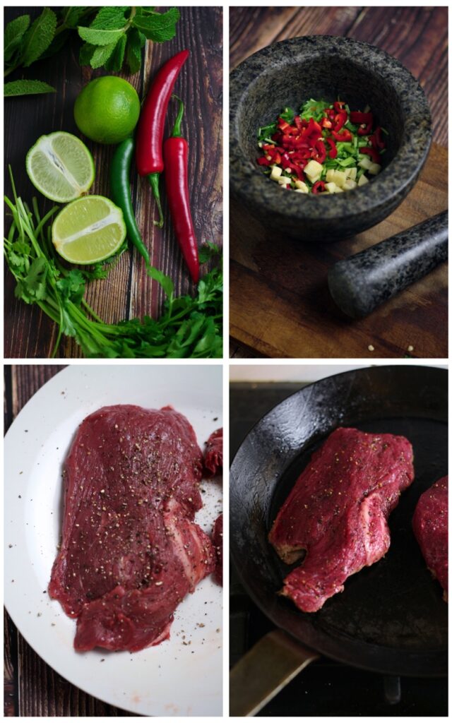 Preparing Thai Beef Salad