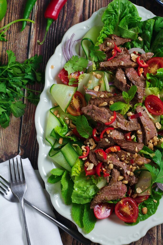 Easy Cold Spicy Thai Beef Salad Recipe Thai Food Takeout Copycat Marshall Worgird