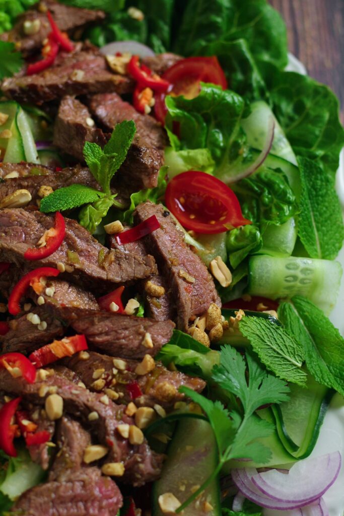 Easy Cold Spicy Thai Beef Salad Recipe Thai Food Takeout Copycat