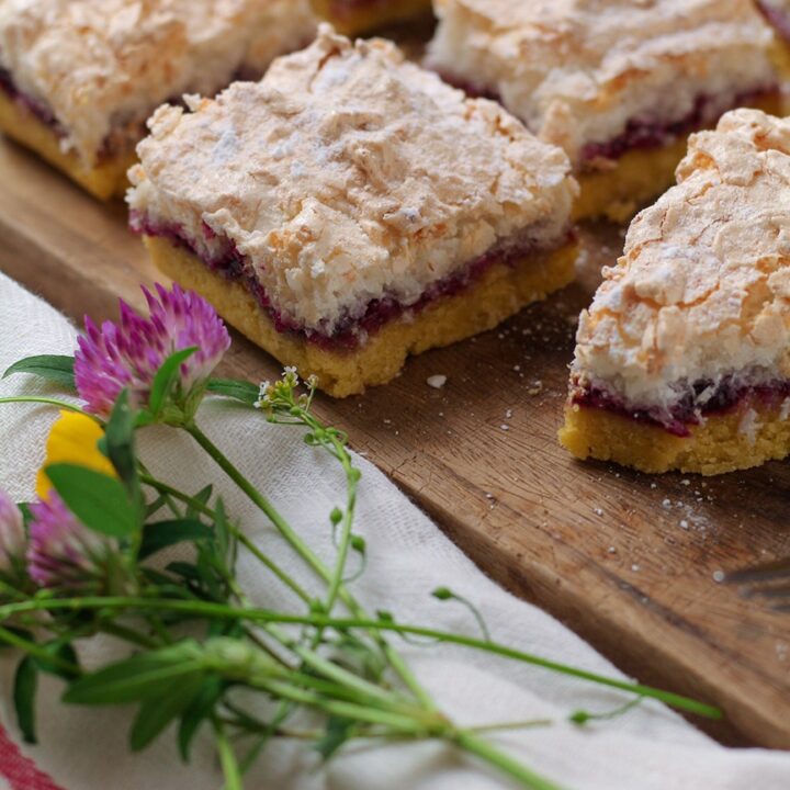 New Zealand Louise Cake slices on a board,