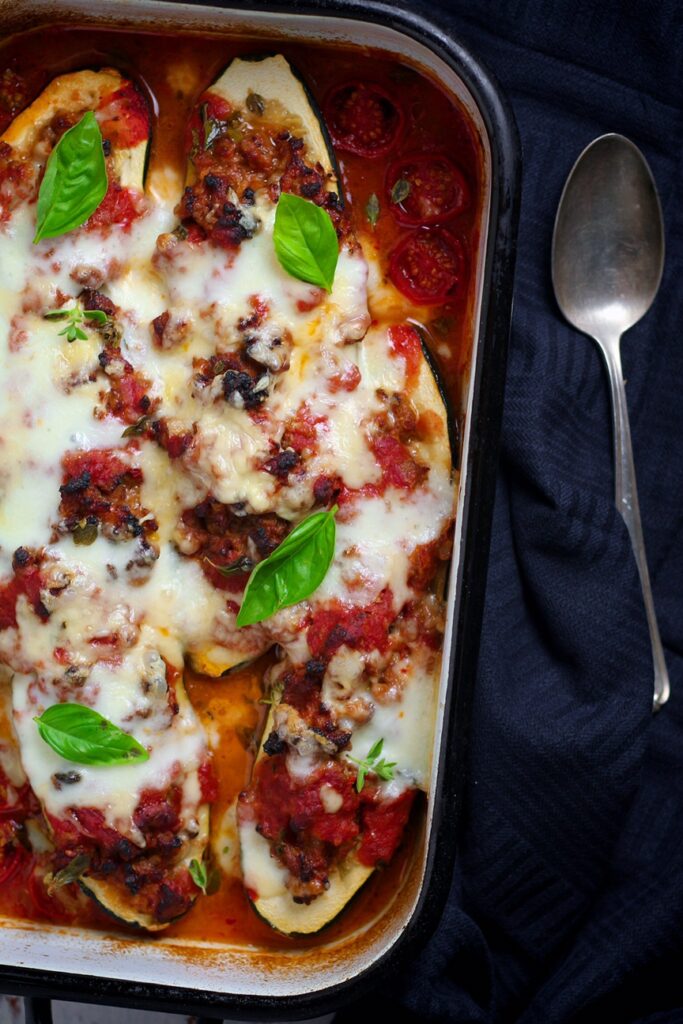Italian Sausage Stuffed Zucchini