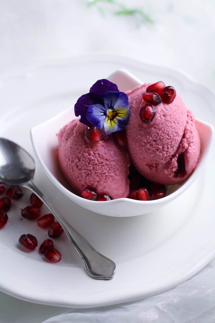 No Churn Pomegranate Sorbet