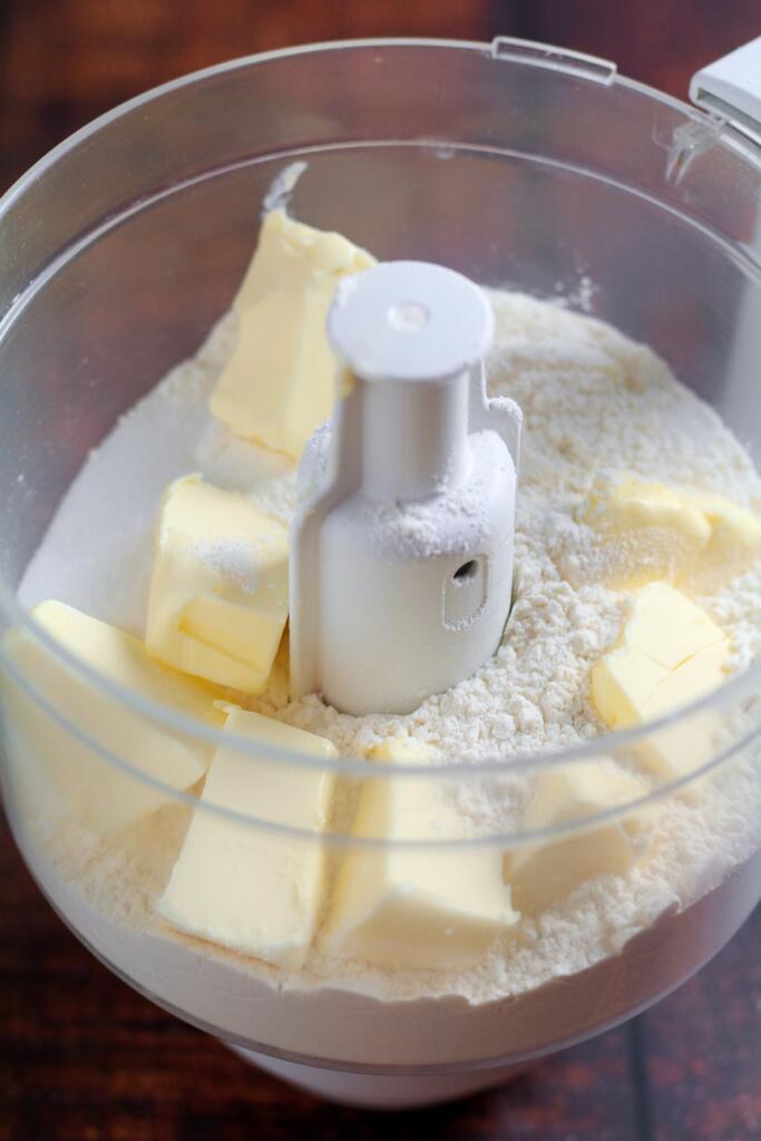 Pastry ingredients in food processor.