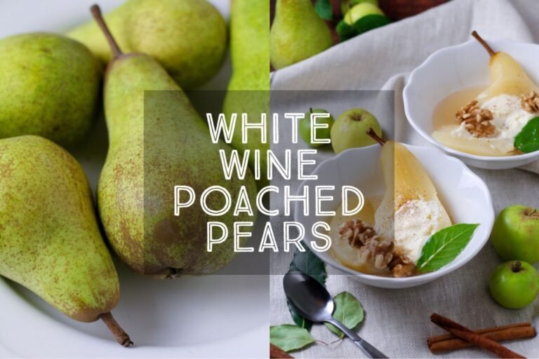 Tender and sweet, White Wine Poached Pears filled with creamy mascarpone are a light and fragrant dinner party classic dessert.