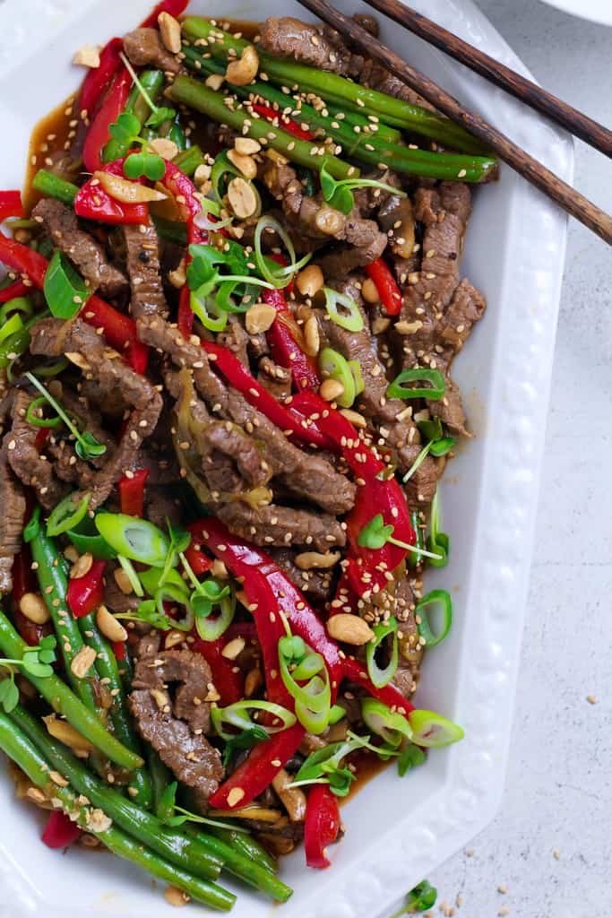 Full of punchy, invigorating flavours and loads of fresh veg, Ginger Beef Stir Fry is made in minutes and tastes incredible. Get all your ingredients prepped before you start cooking and you’ll have dinner ready in a flash.