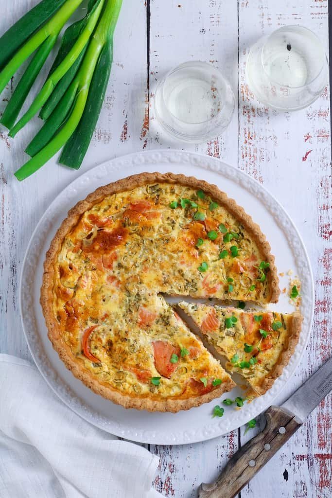 Herby Smoked Salmon Quiche has to be one of my desert island foods. There is no better filling than luxurious smoked salmon, tangy creme fraiche, spring onions and fresh herbs. This is a seriously flavoursome quiche. 