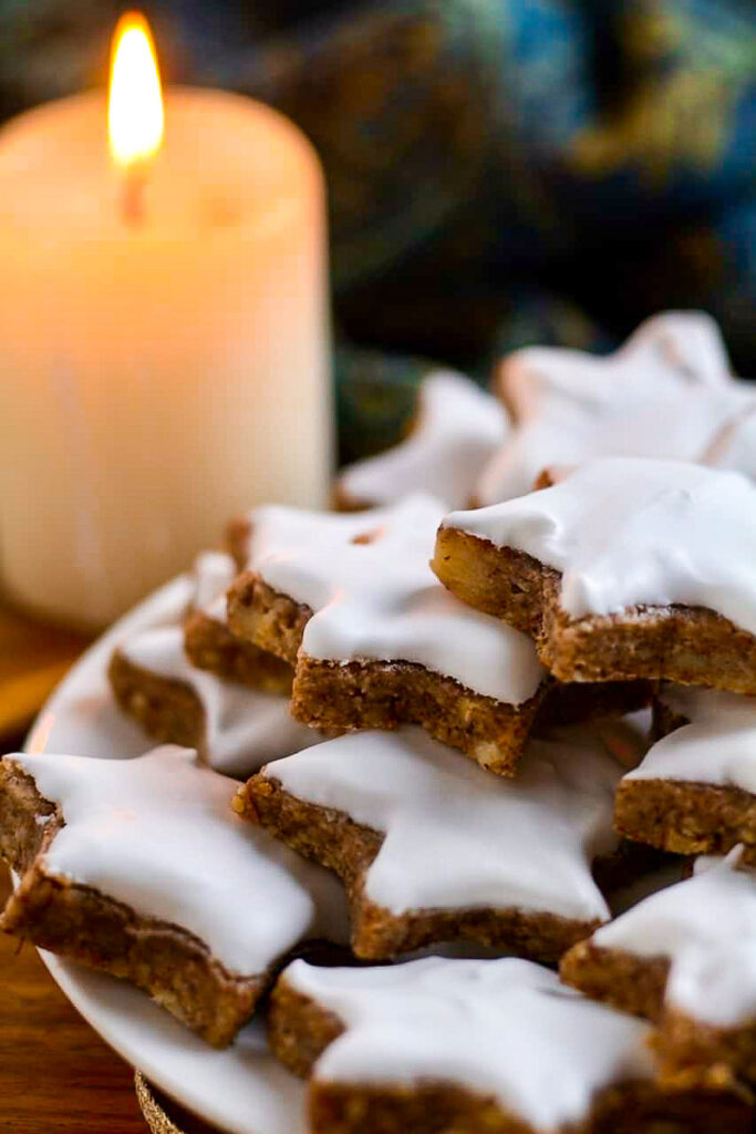 Cinnamon Star cookies on a plate.