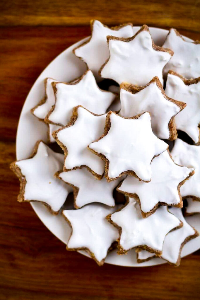 Cinnamon Star cookies on a plate.