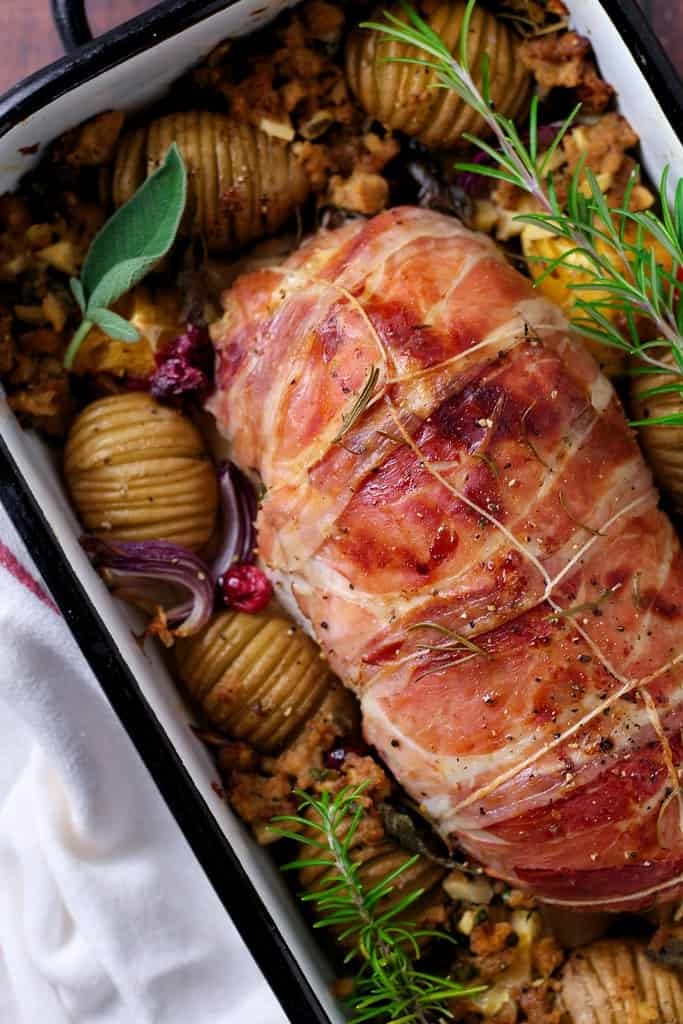 Tender, moist turkey breast filled with traditional stuffing and roasted to perfection. 
