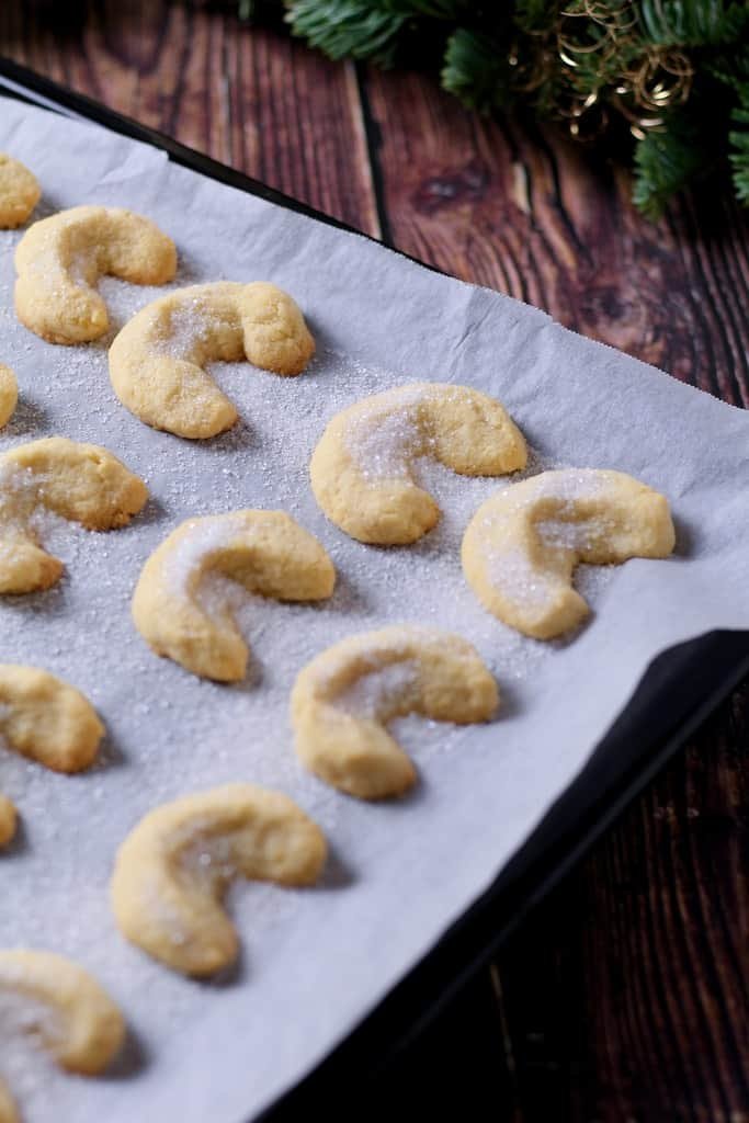 Christmas wouldn’t be Christmas in Germany without the wonderful tradition of ‘Plätzchen’ - tins of mixed, homemade biscuits, all different and made with exceptional care. Possibly the most beloved of all are Vanillekipferl, crumbly, buttery crescents or moons.