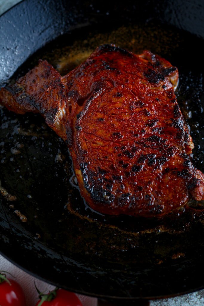 Rump Steak in frying pan