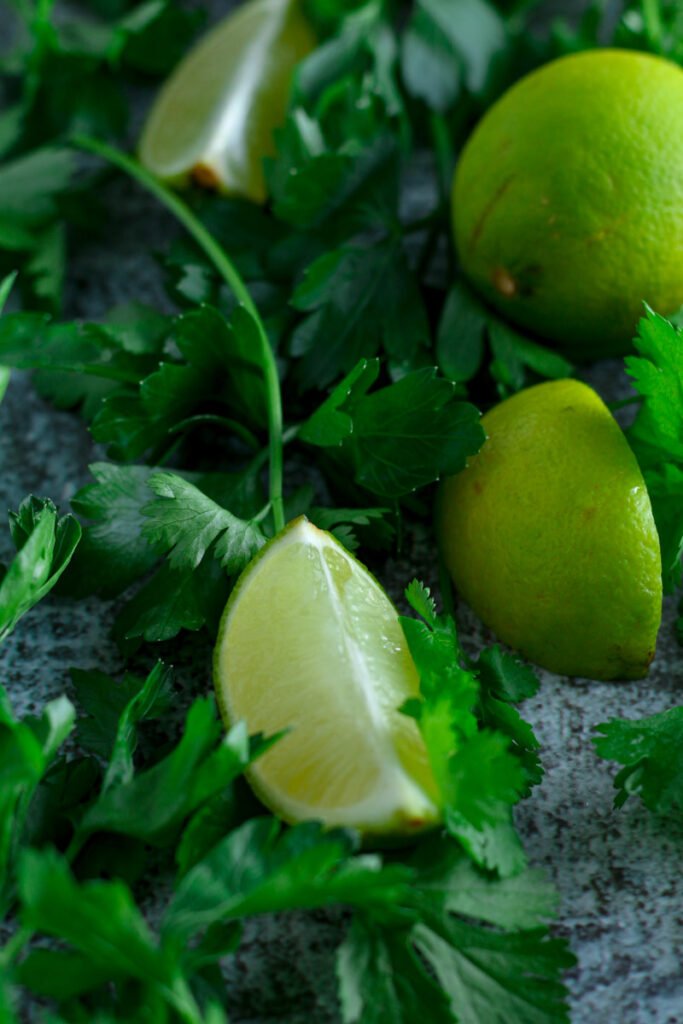 Lime, coriander and parsley