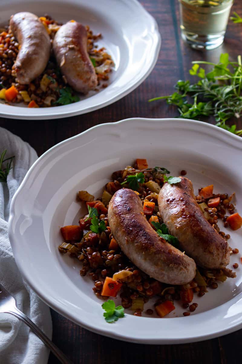 Italian Sausages and Lentils