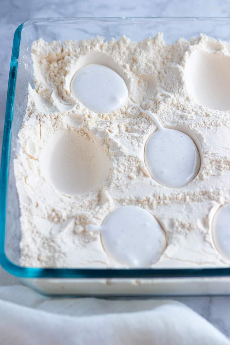 MArshmallow Easter Eggs setting in flour