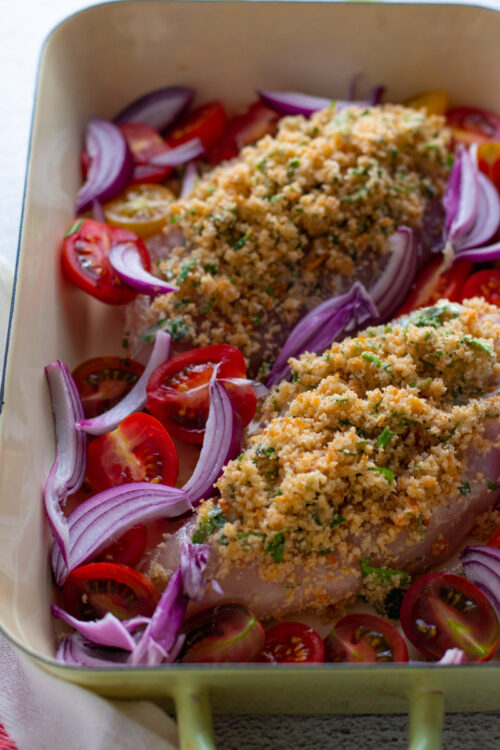 Extra juicy Garlic and Herb Crusted Chicken Breast Recipe