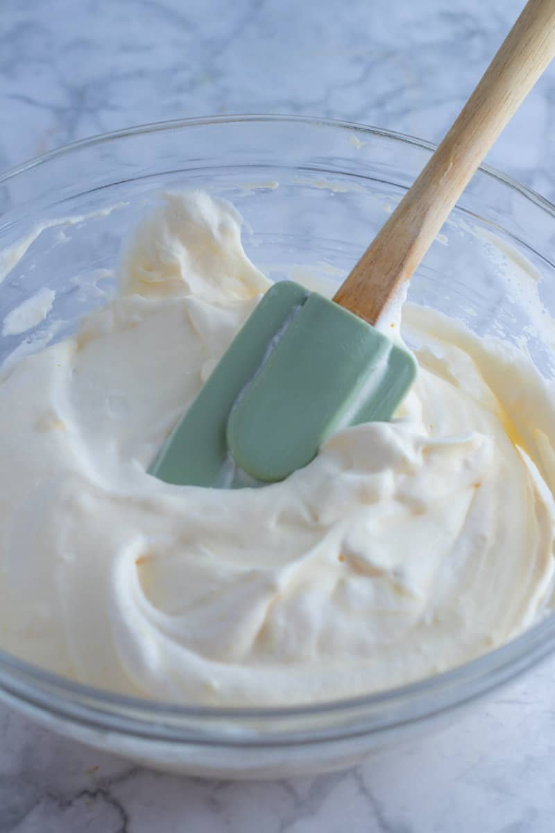 Pastry Cream with a silicone spatula.