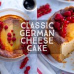 Classic German Cheesecake käsekuchen with fresh fruit