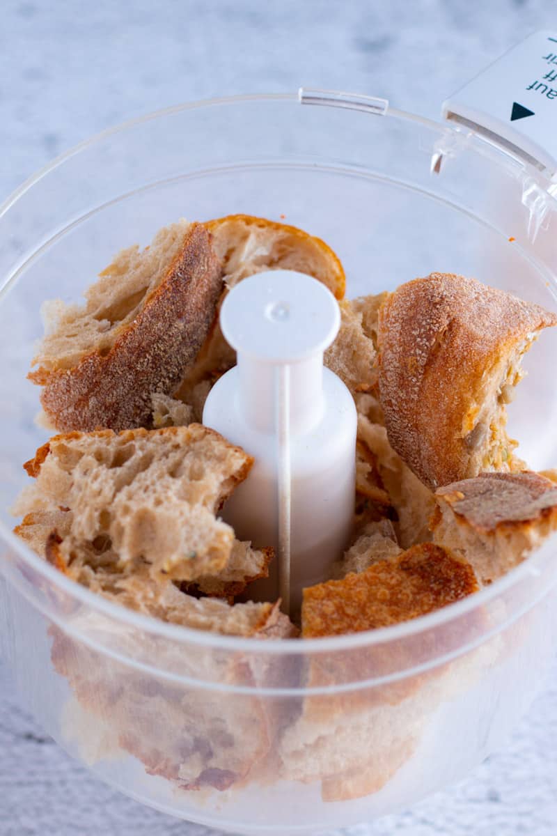 Bread in a food processor for home made bread crumbs