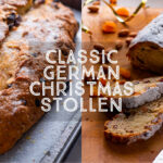 German Christmas Stollen Title card showing two pictures of Stollen.