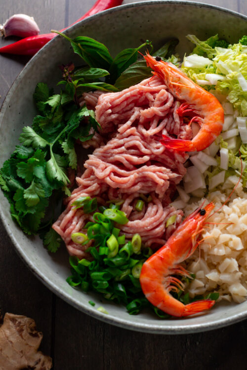 How to make Pork and Shrimp Gyoza (with spicy dipping sauce)