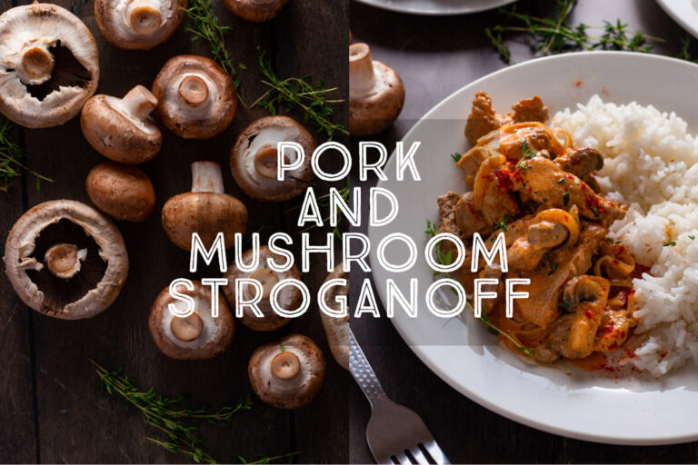 Pork stroganoff title card.