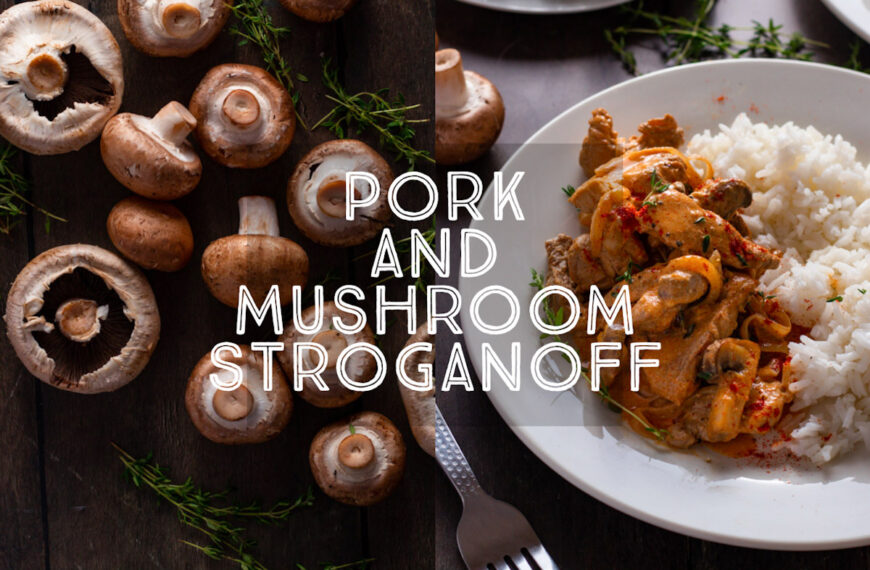 Pork stroganoff title card.