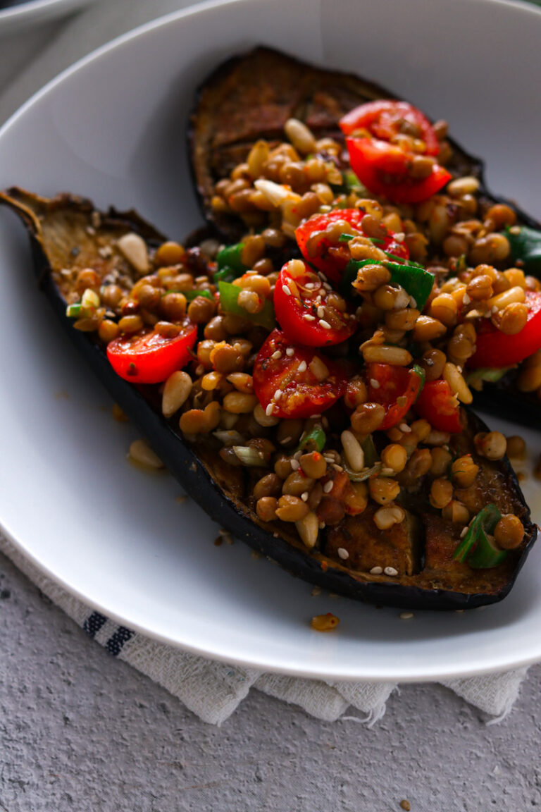 How to make Roasted Eggplant with Lentils Days of Jay