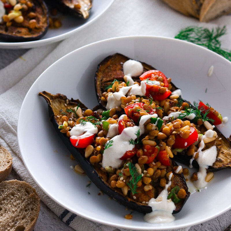 How to make Roasted Eggplant with Lentils Days of Jay