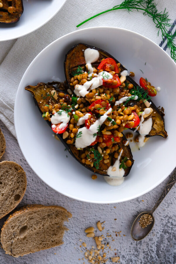 How to make Roasted Eggplant with Lentils Days of Jay