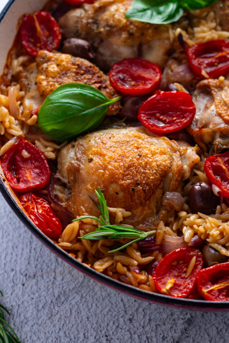 One-Pan Spicy Chicken Thighs with Orzo Recipe