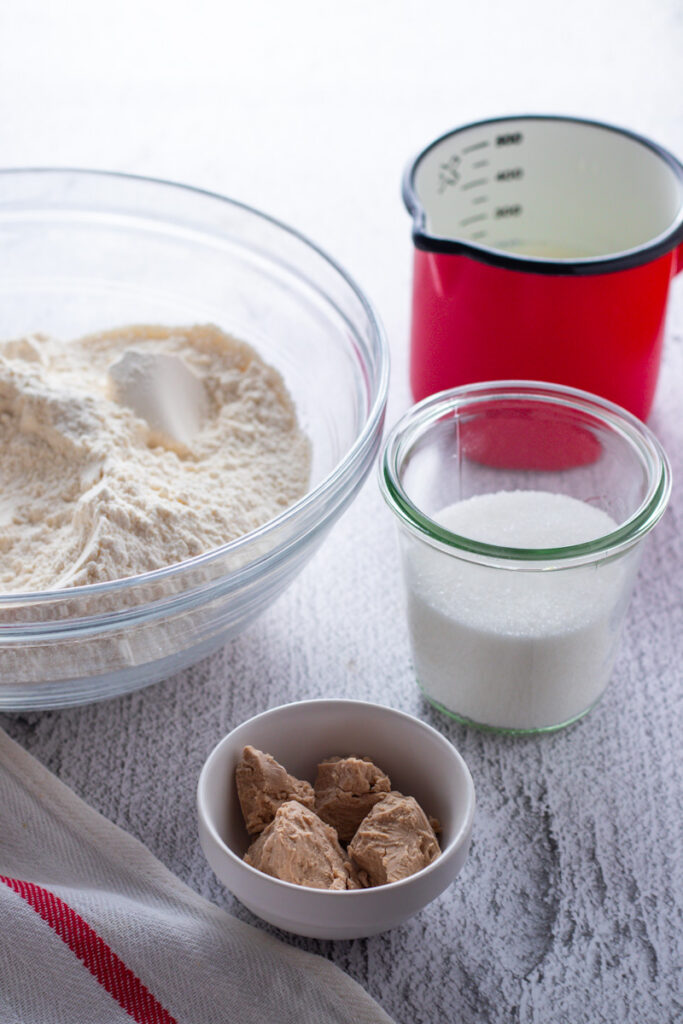 Ingredients for butterkuchen dough.