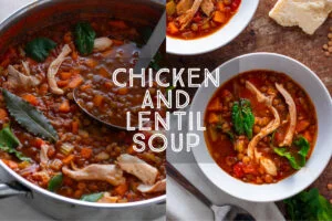 Chicken lentil soup title card.