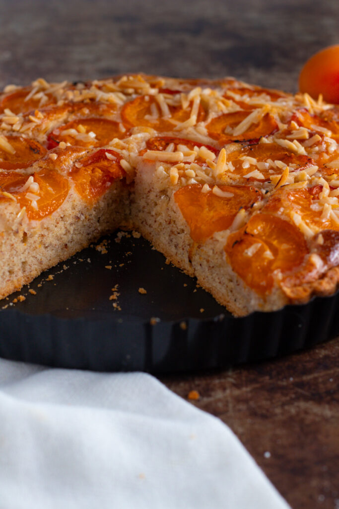 Sliced apricot tart.