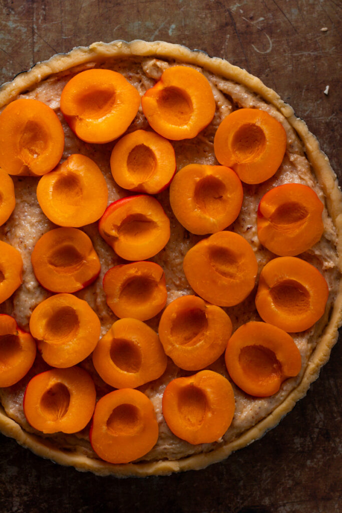 Unbaked apricot tart.