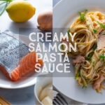 Creamy Salmon Pasta Recipe Title Card.