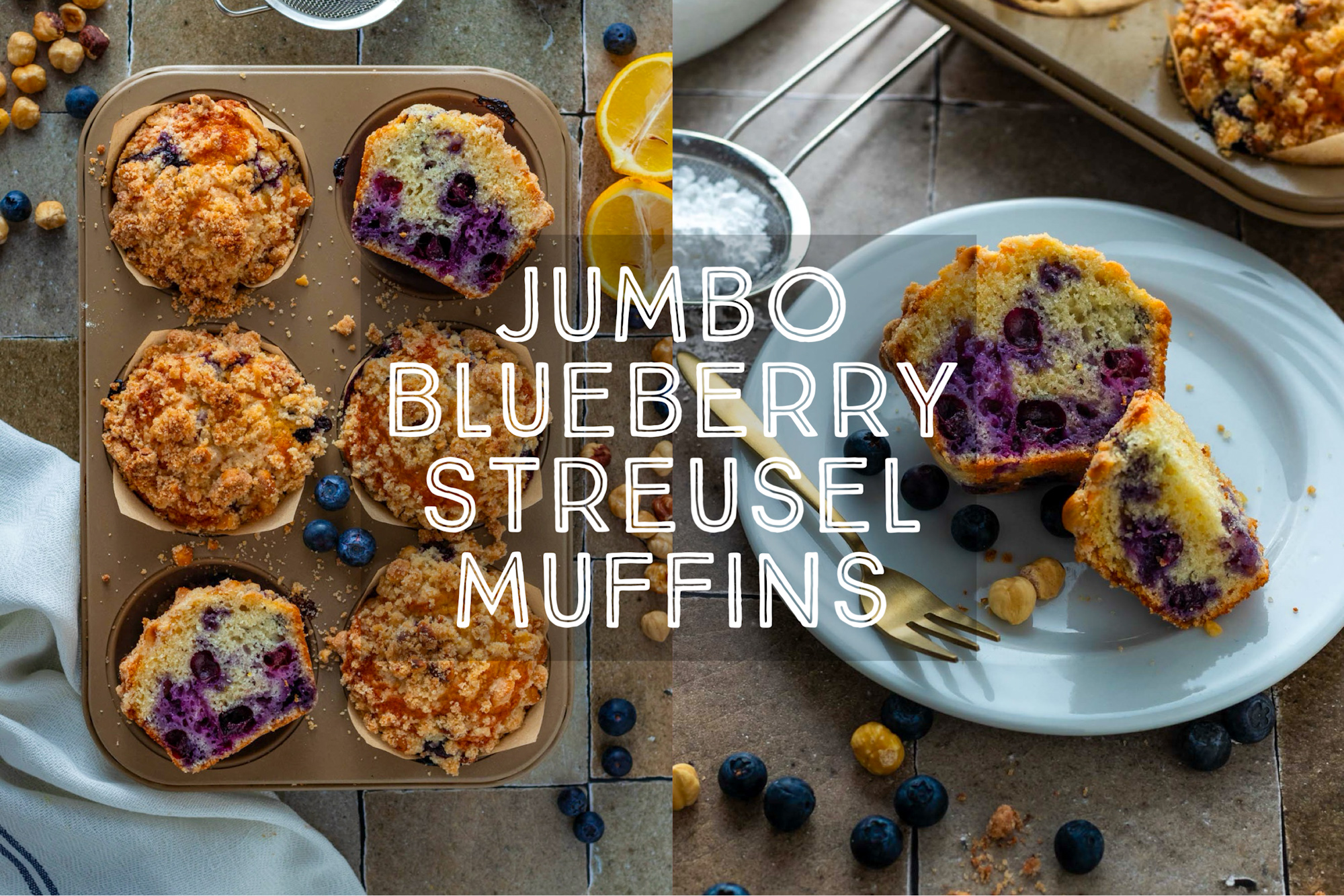 Blueberry Streusel Muffins title card.