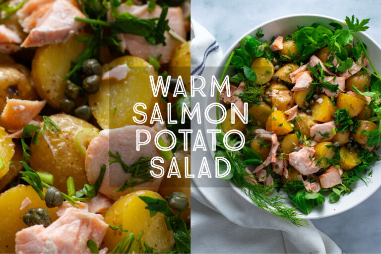 Warm Potato Salad with Roasted Salmon Title Card.