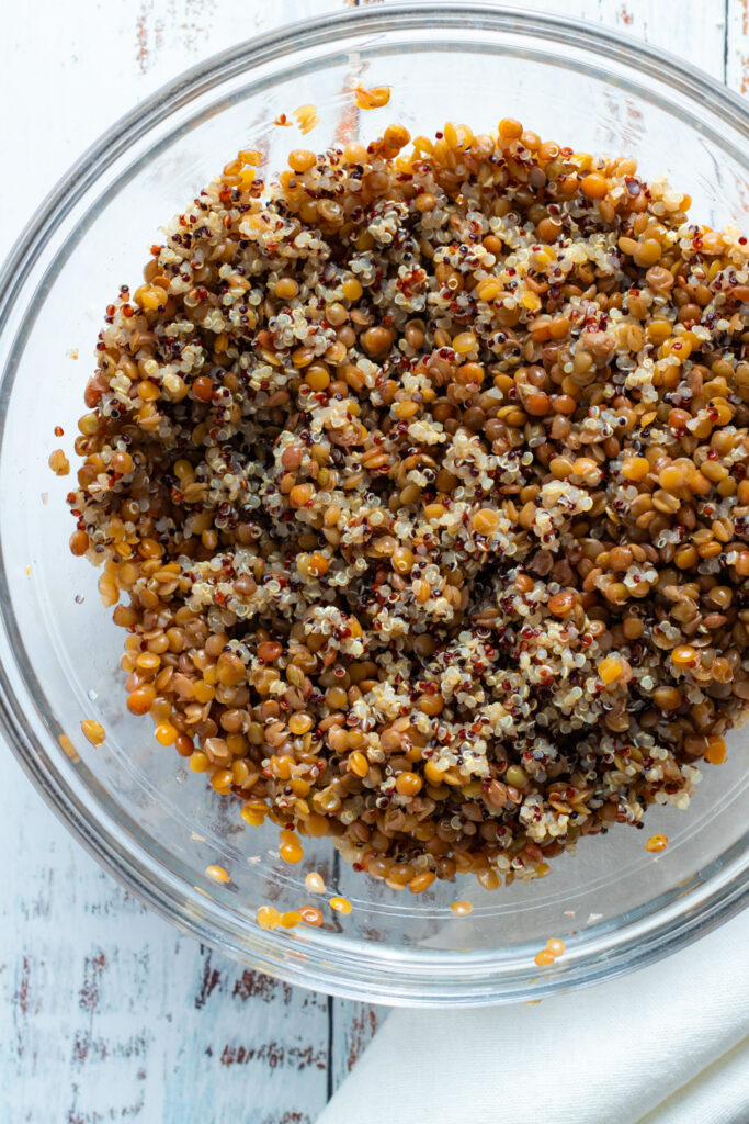 Quinoa and Lentils in a bowl.