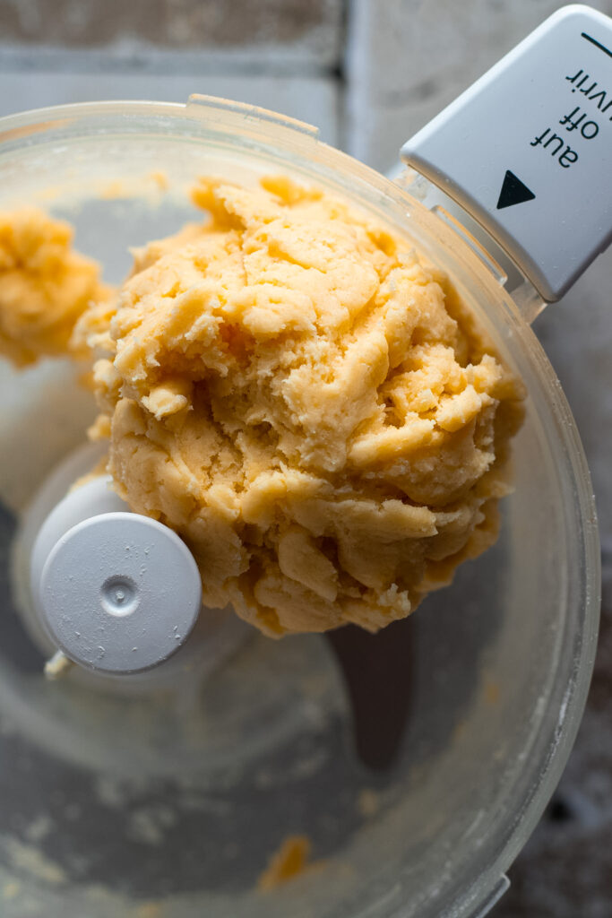 Shortcrust pastry in the food processor.